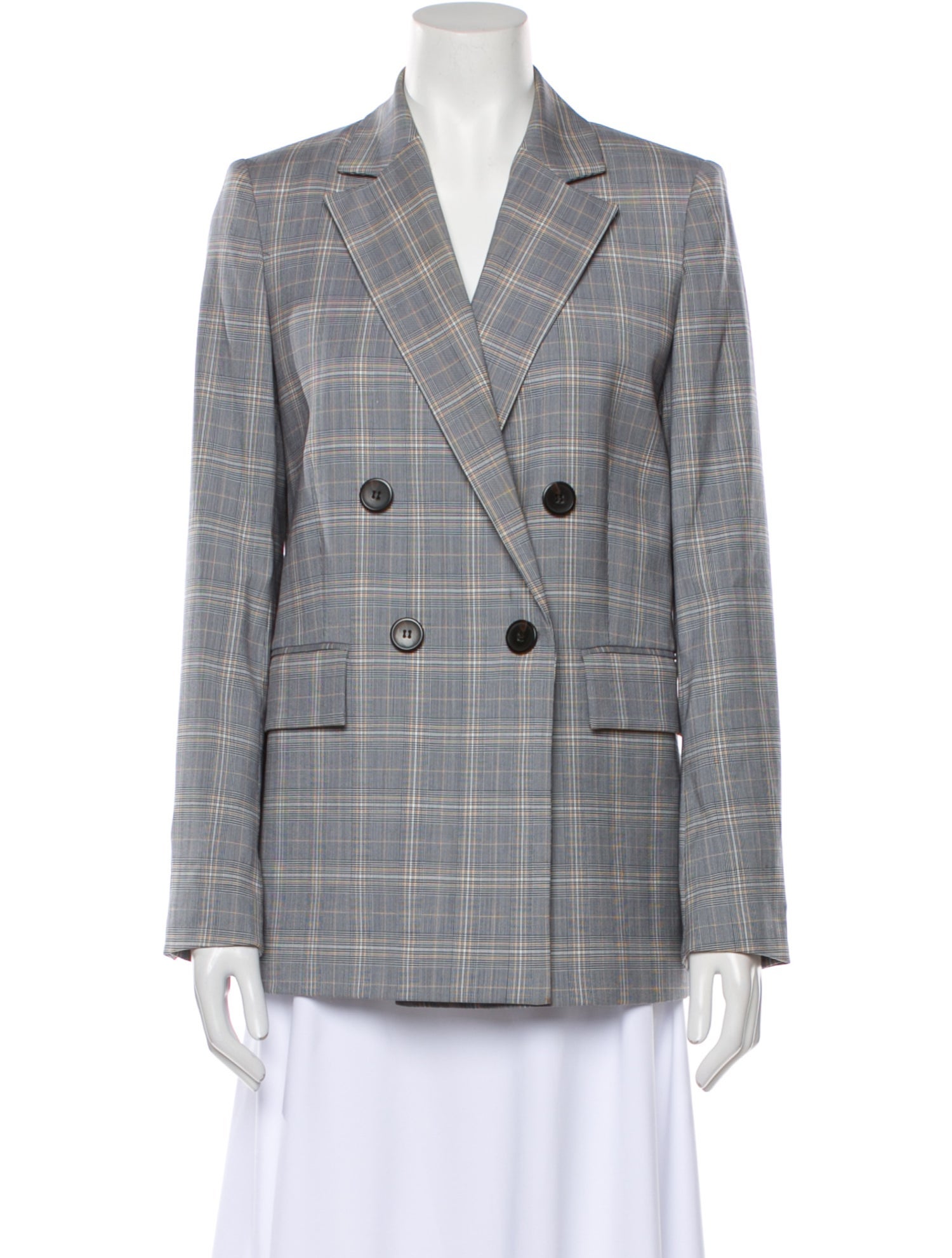 Theory Virgin Wool Plaid Print Blazer