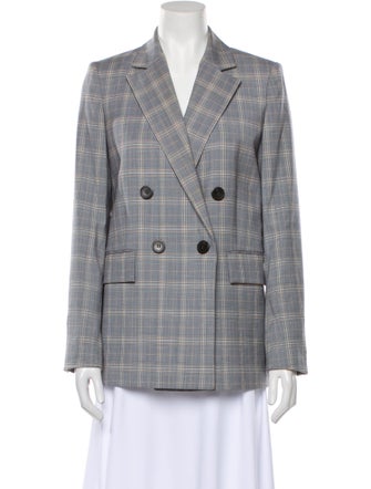 Theory Virgin Wool Plaid Print Blazer