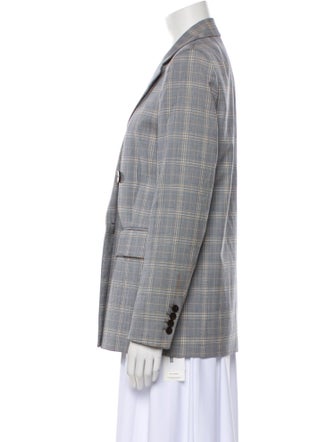 Theory Virgin Wool Plaid Print Blazer