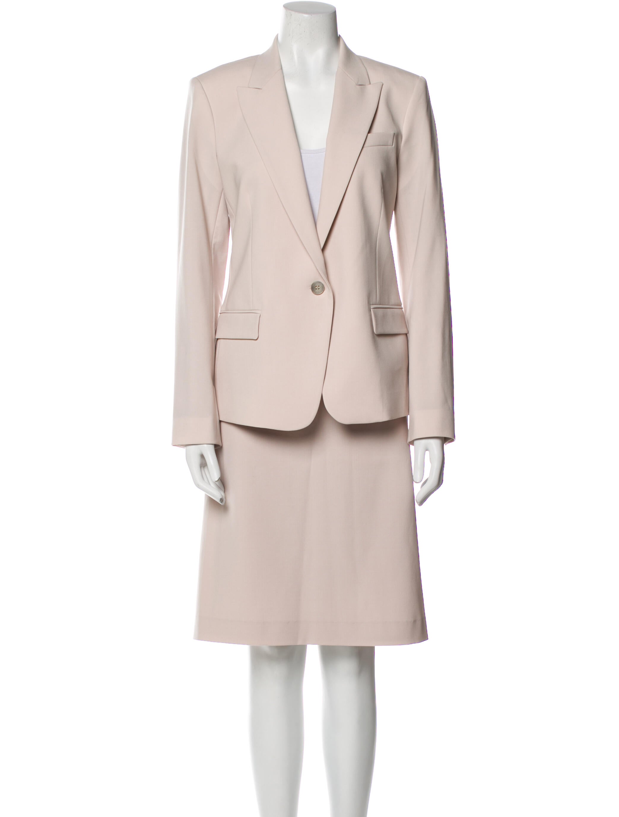 Theory Virgin Wool Grosgrain Trim Skirt Suit w/ Tags