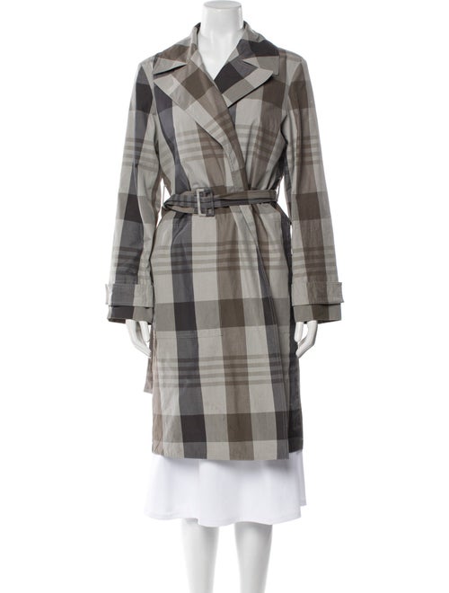 Theory Plaid Print Trench Coat