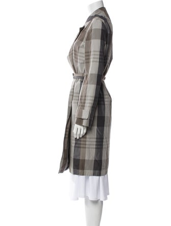 Theory Plaid Print Trench Coat