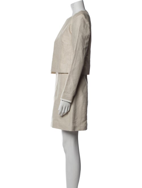 Theory Linen Leather Trim Embellishment Dress Set