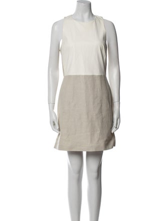 Theory Linen Leather Trim Embellishment Dress Set