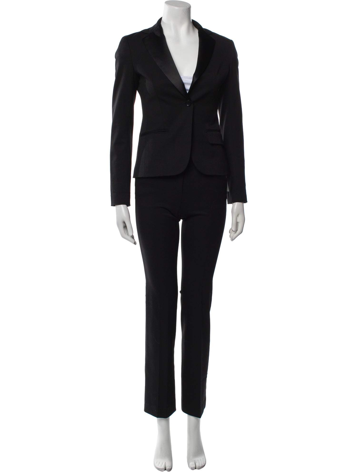 Theory Wool Leather Trim Embellishment Pantsuit