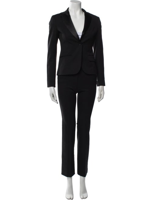 Theory Wool Leather Trim Embellishment Pantsuit