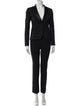 Theory Wool Leather Trim Embellishment Pantsuit