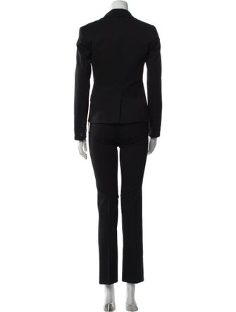 Theory Wool Leather Trim Embellishment Pantsuit