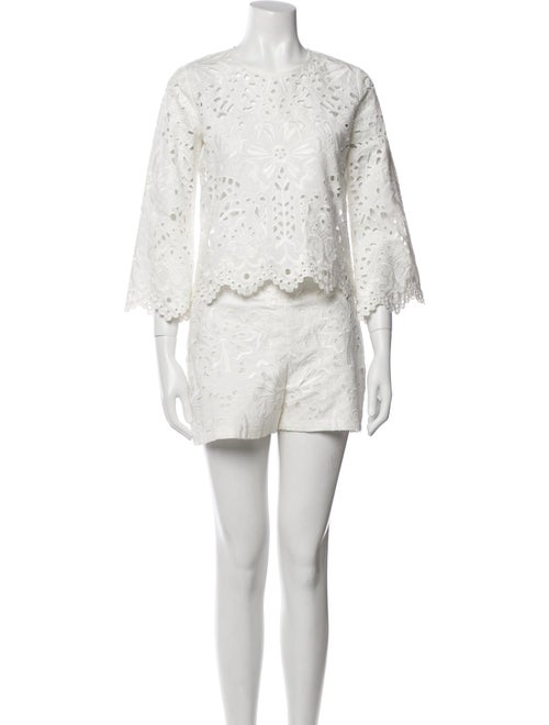 Theory Linen Crochet Trim Short Set