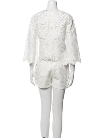 Theory Linen Crochet Trim Short Set