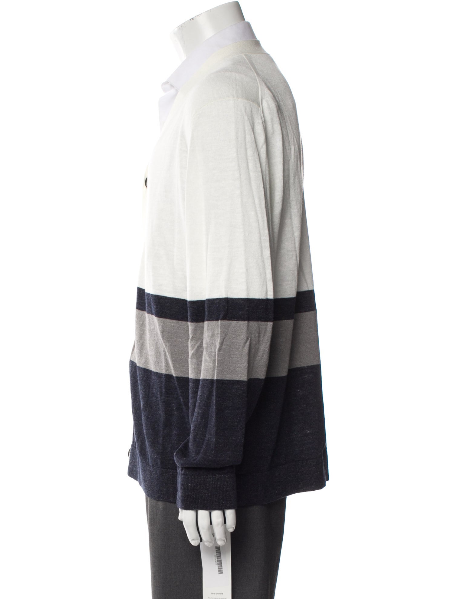 Theory Linen Colorblock Pattern Cardigan