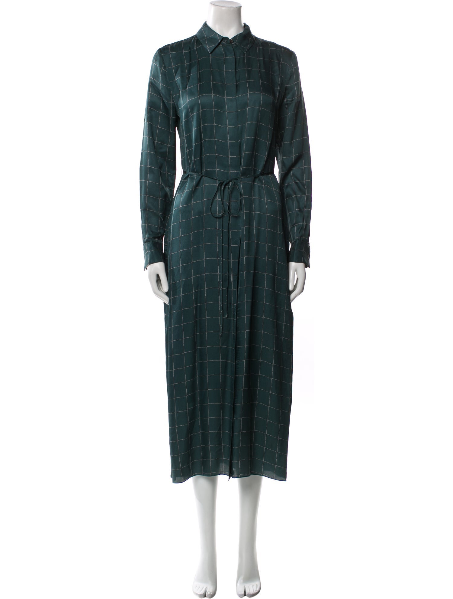 Theory Plaid Print Long Dress