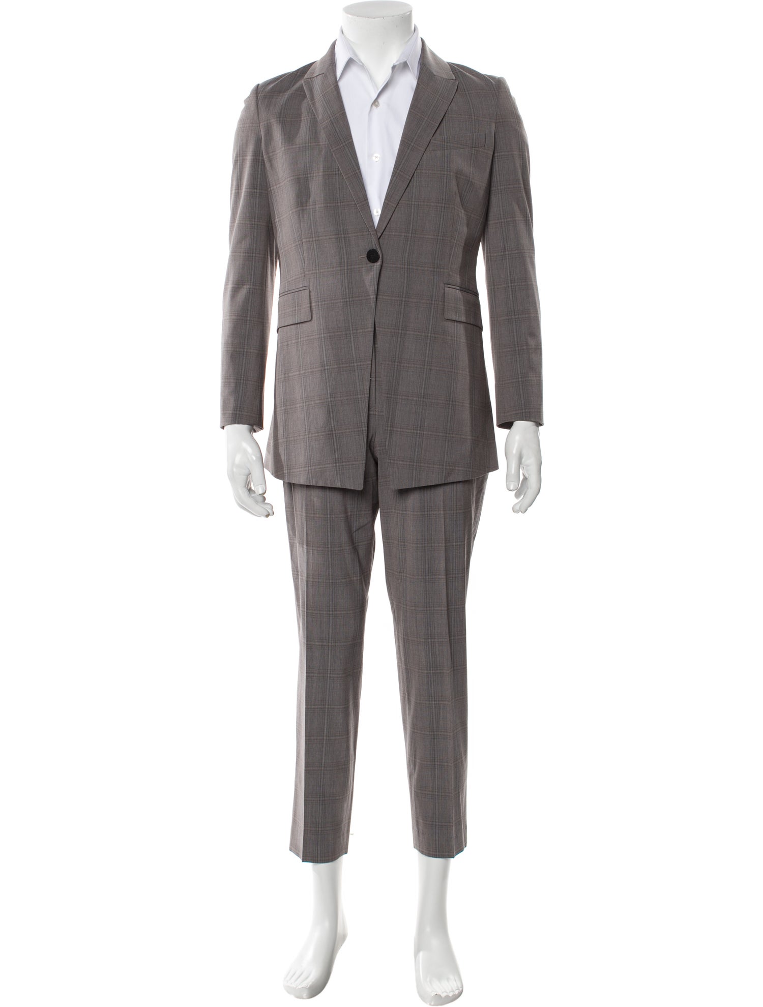 Theory Virgin Wool Plaid Print Two-Piece Suit