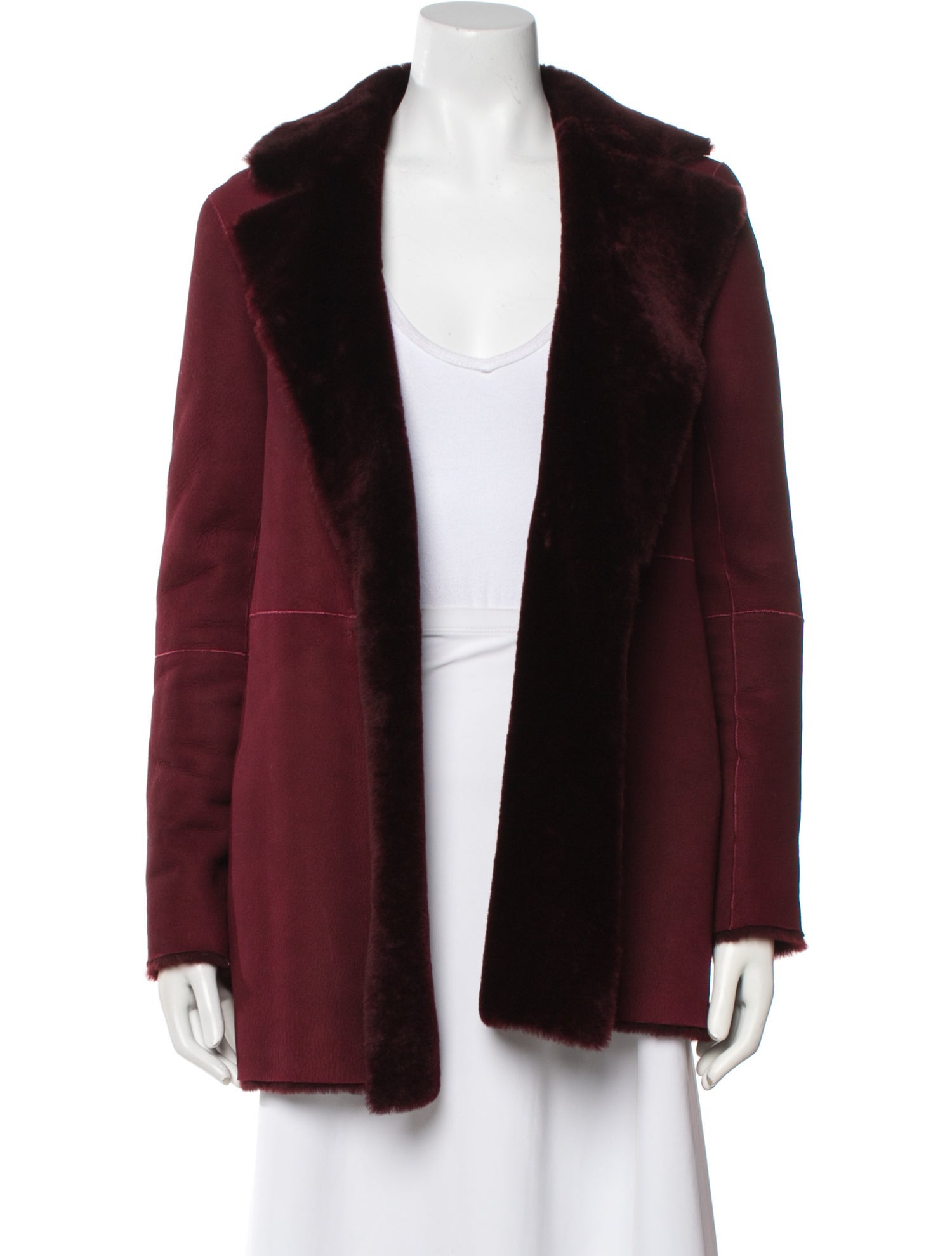 Theory Shearling Colorblock Pattern Fur Coat