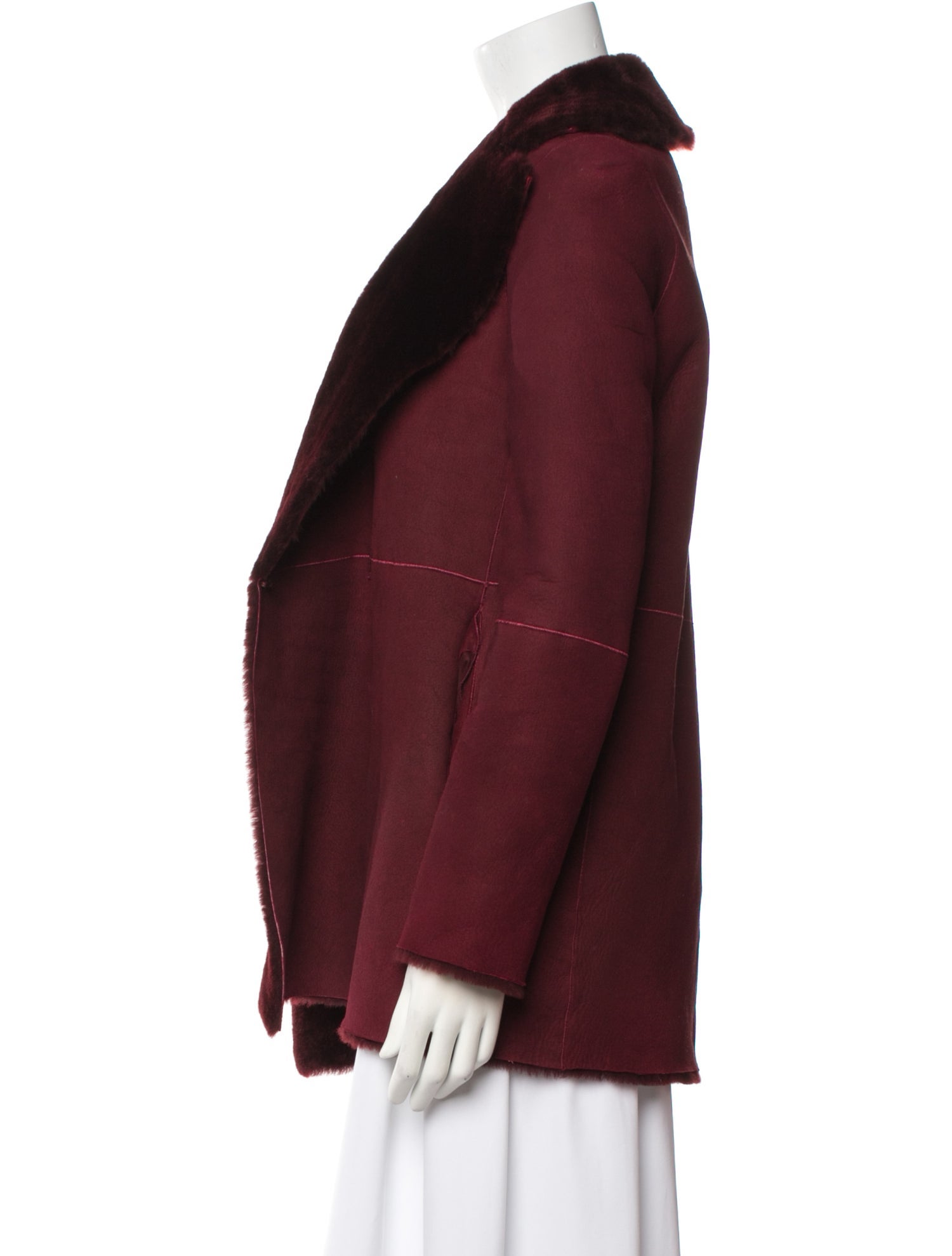 Theory Shearling Colorblock Pattern Fur Coat