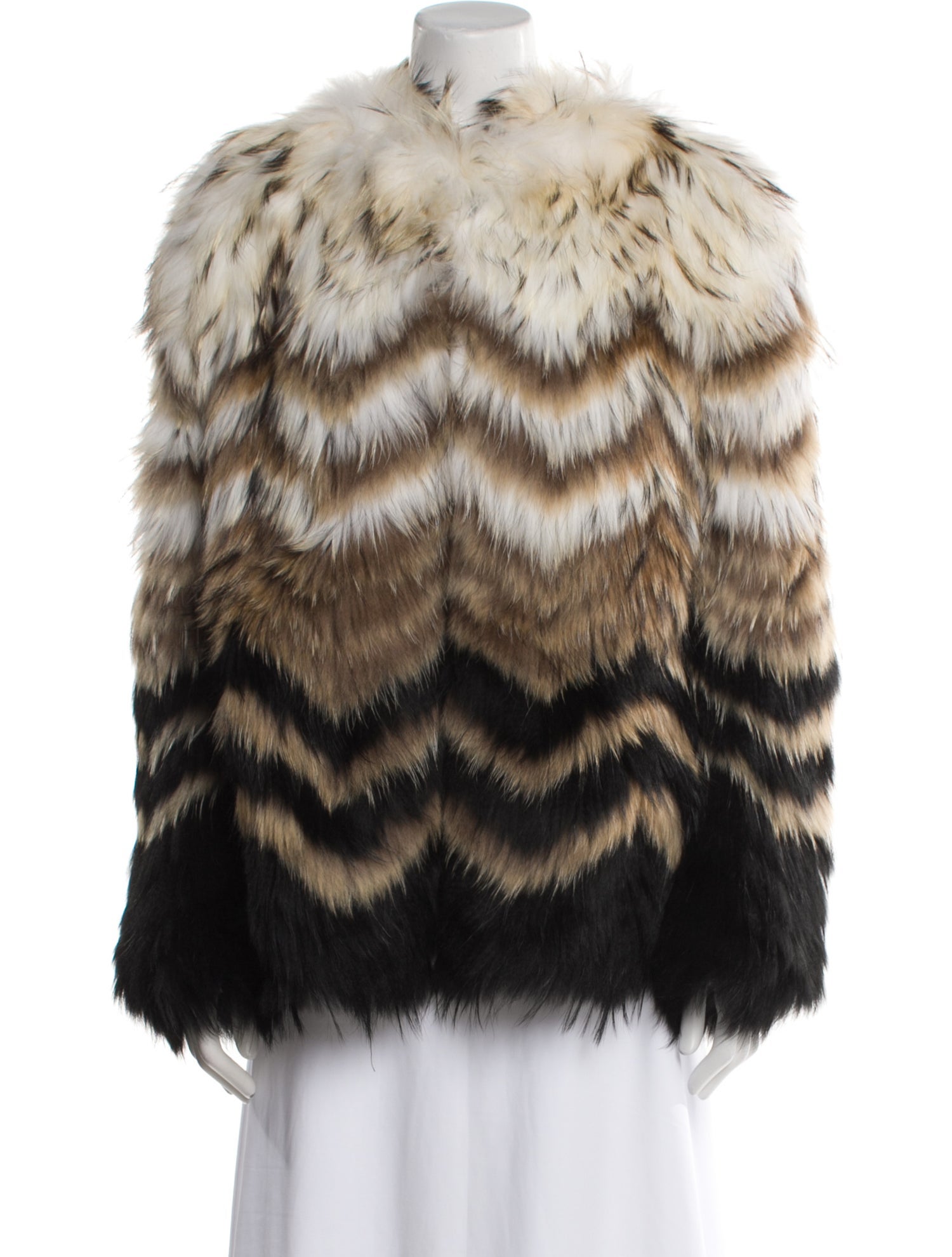 Theory Fur Colorblock Pattern Fur Jacket