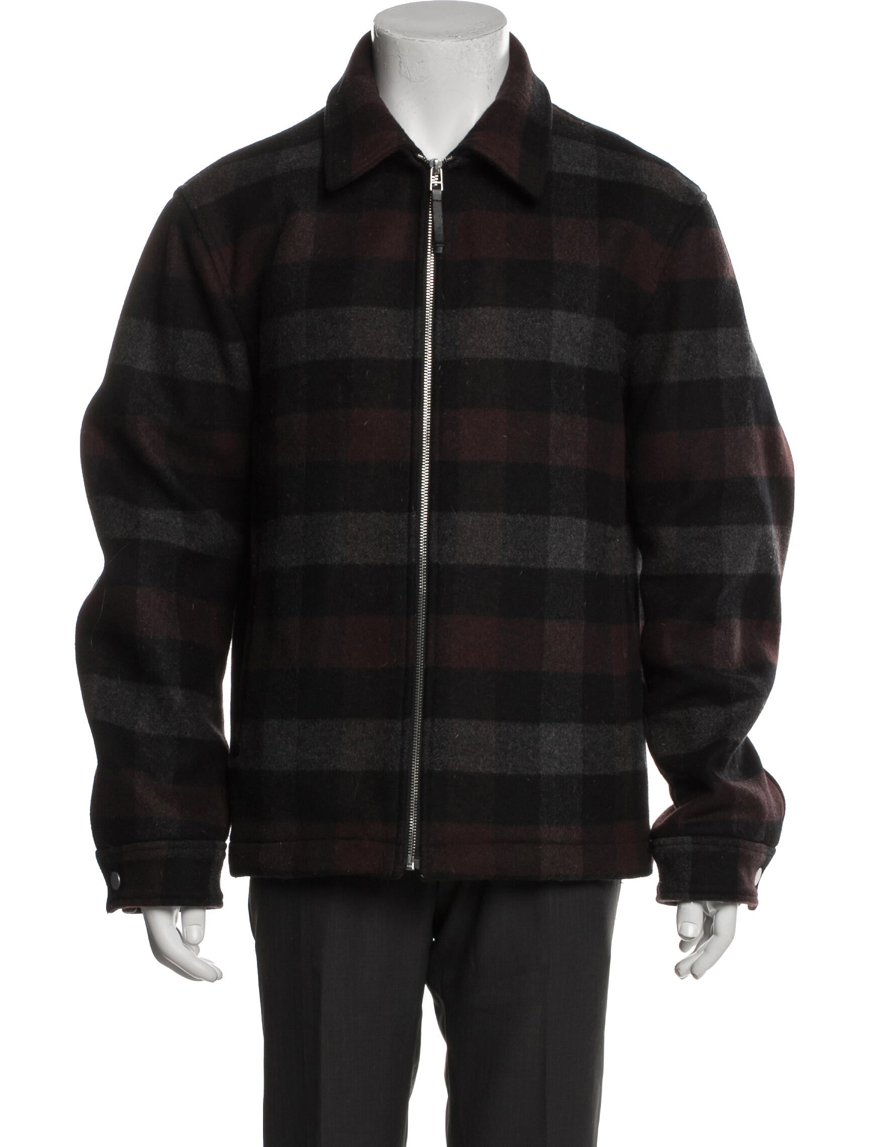 Theory Wool Plaid Print Bomber Jacket