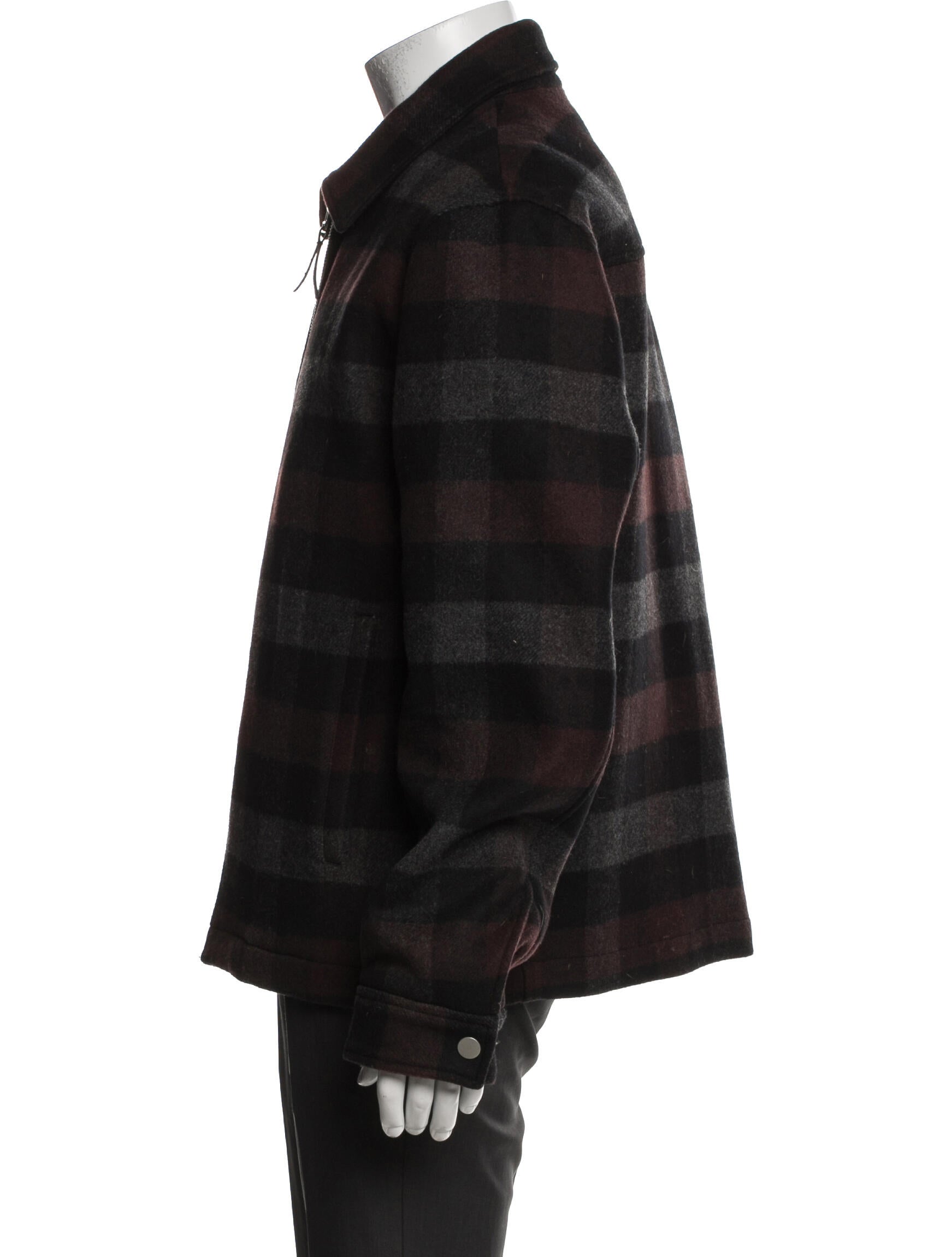 Theory Wool Plaid Print Bomber Jacket