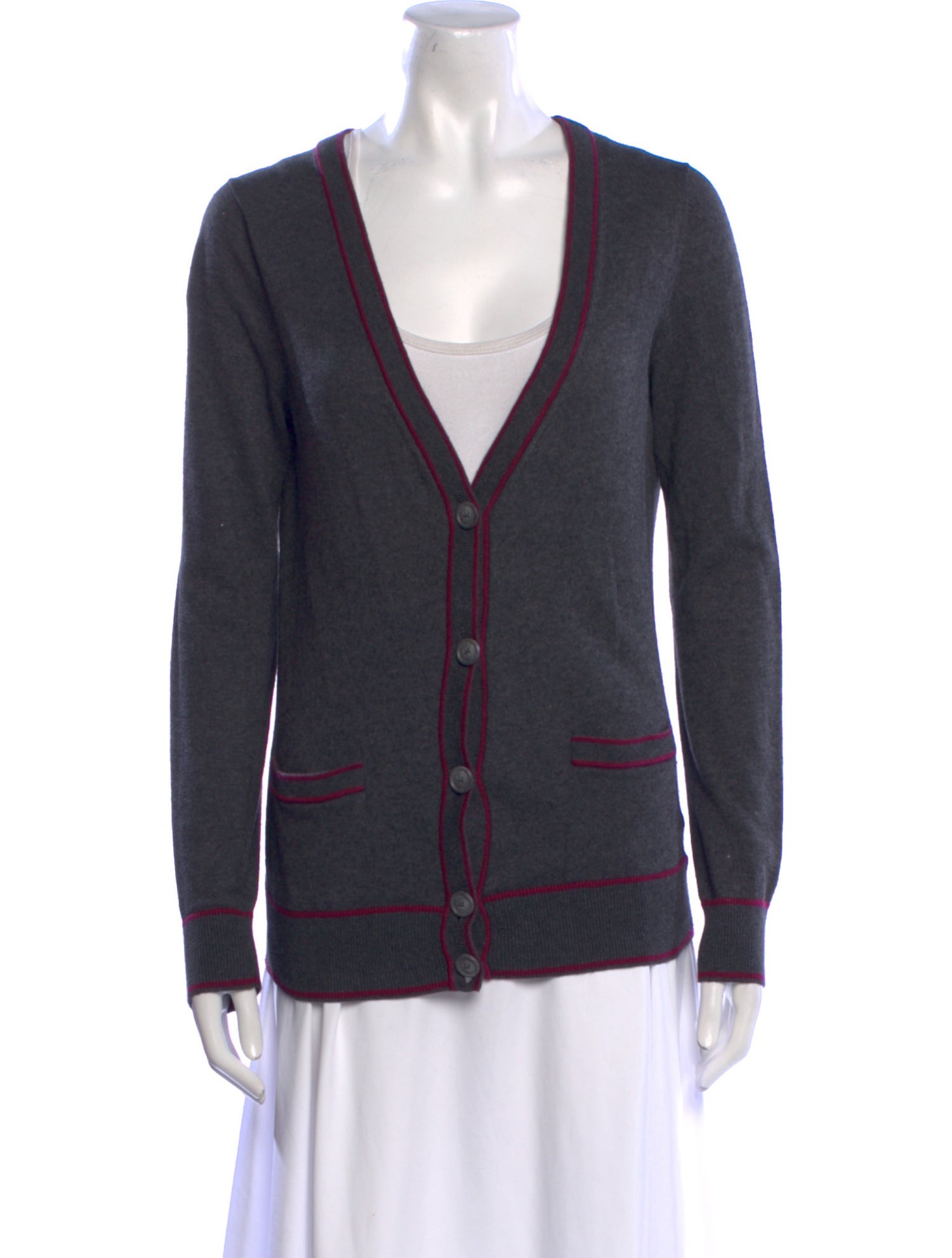 Theory Striped Plunge Neckline Sweater