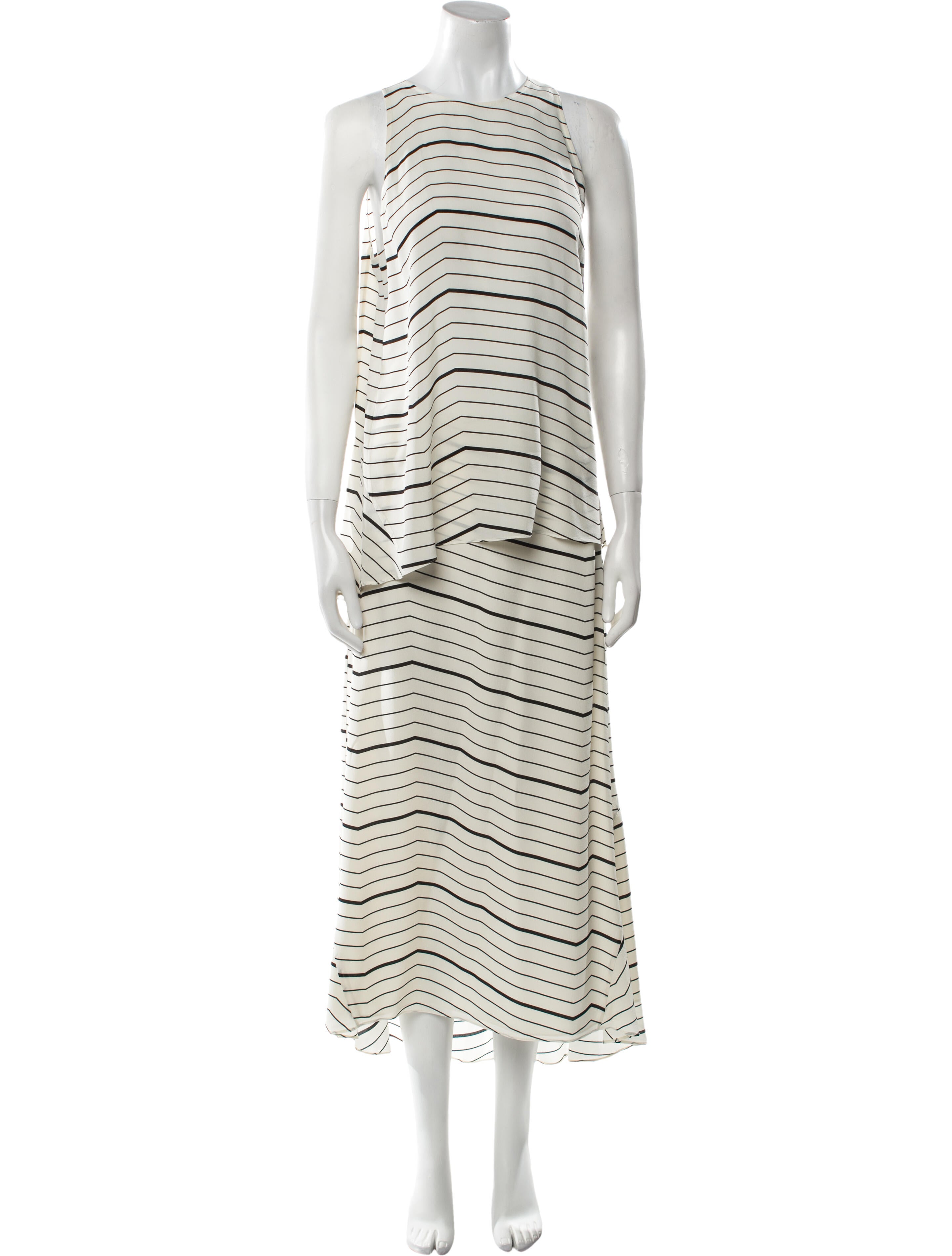 Theory Silk Striped Skirt Set