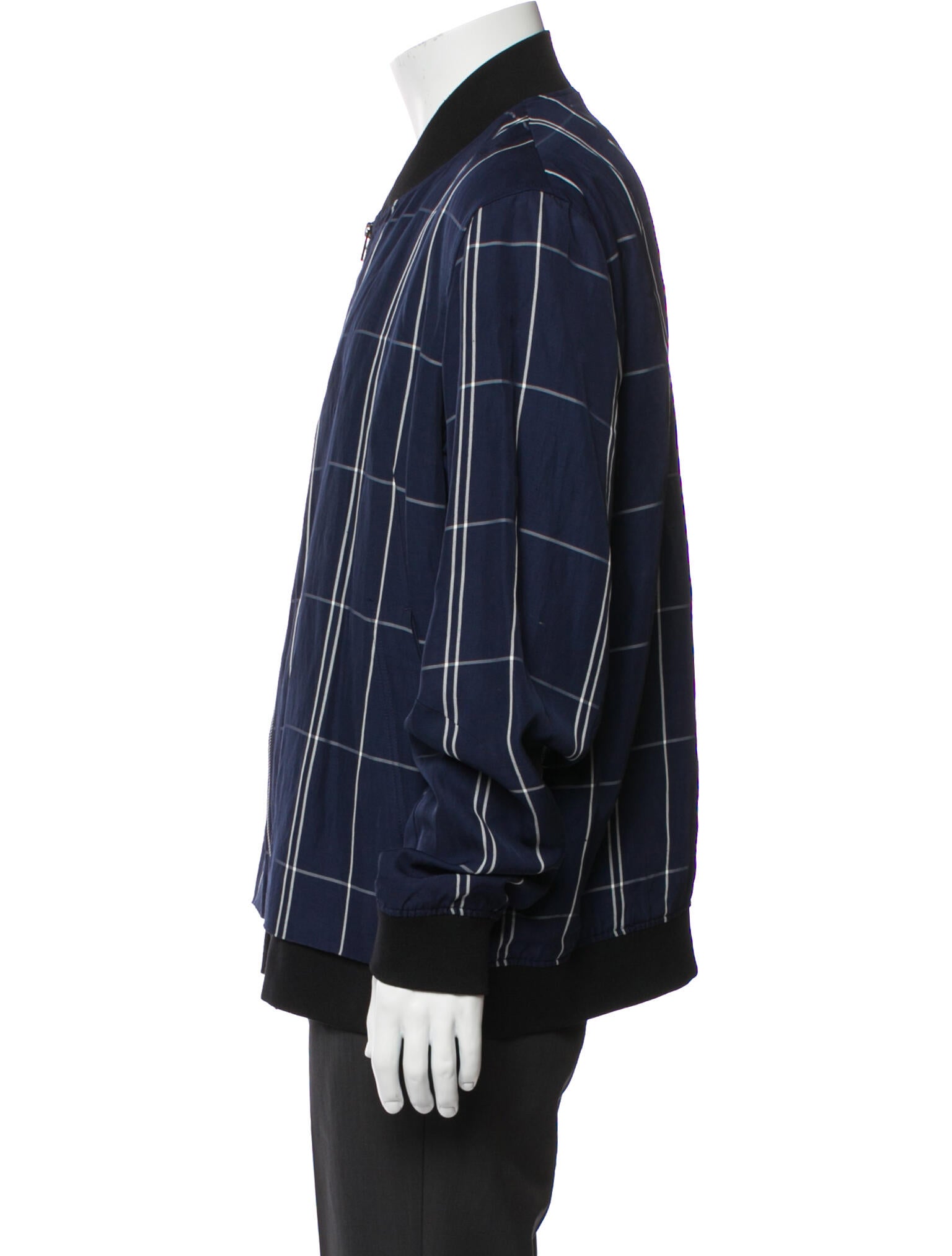 Theory Plaid Print Bomber Jacket