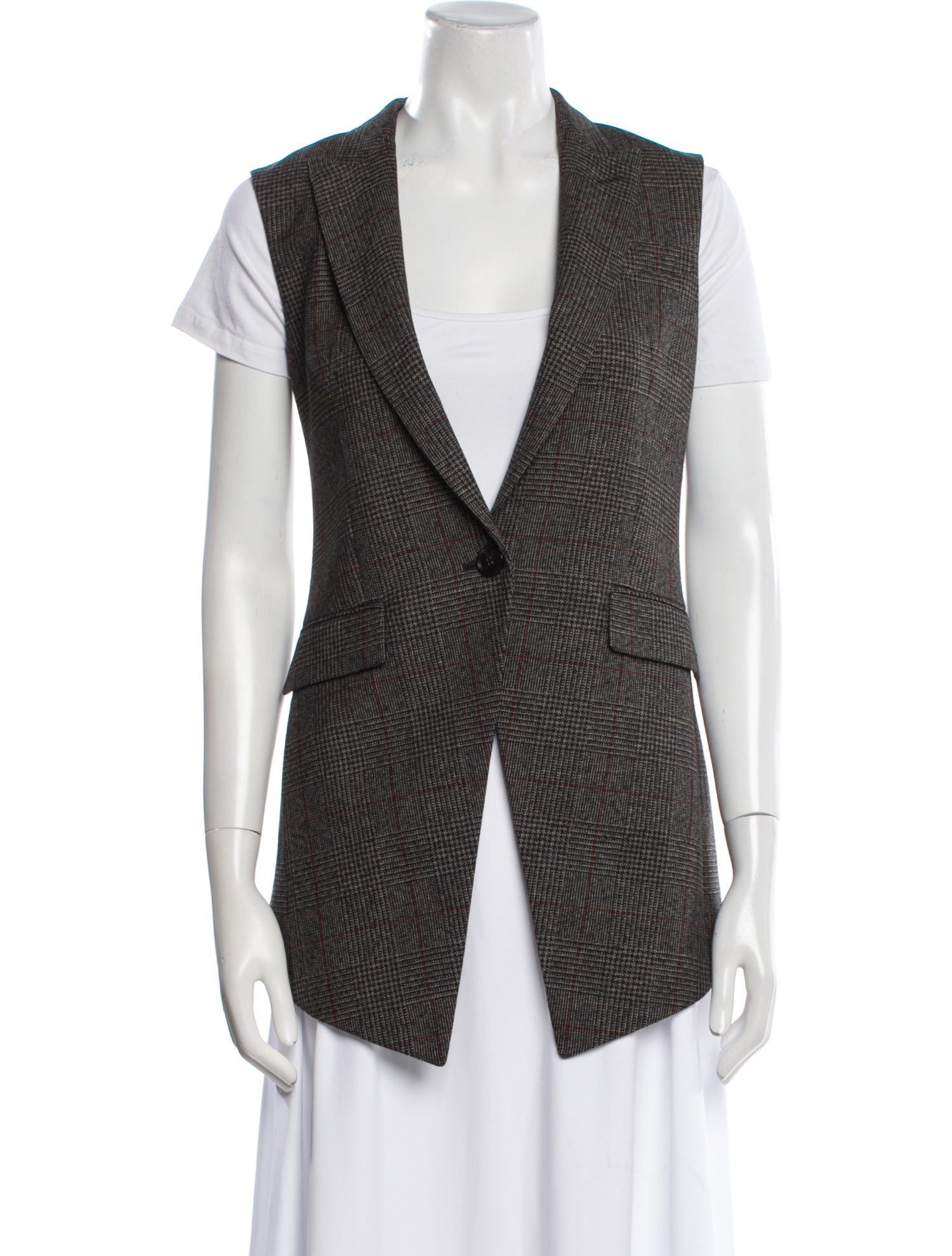 Theory Wool Houndstooth Print Vest