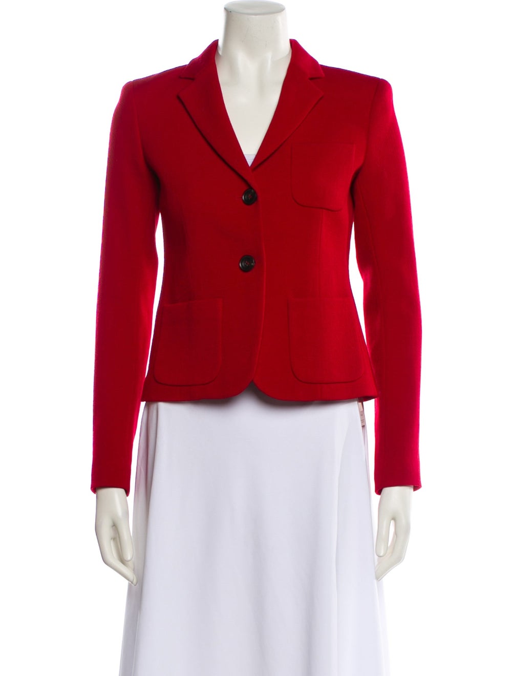 Theory Blazer Red Pointed Collar Patch Pockets & - image 1