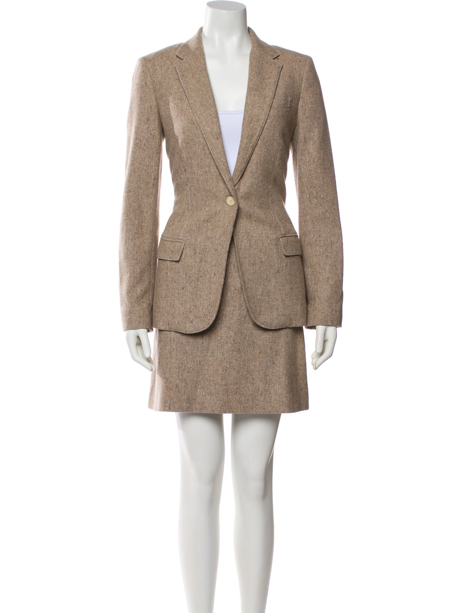 Theory Wool Raw-Edge Trim Skirt Suit