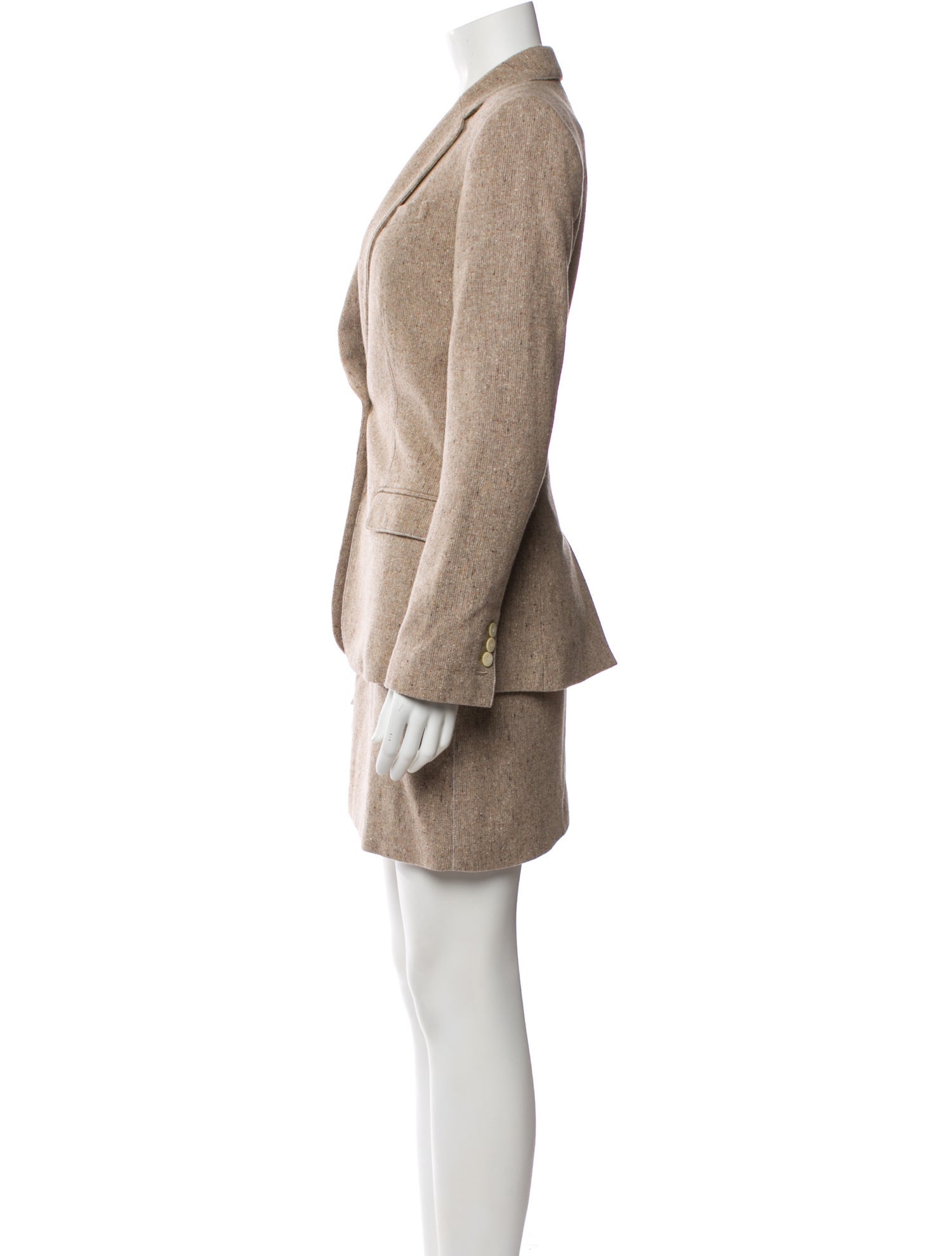Theory Wool Raw-Edge Trim Skirt Suit