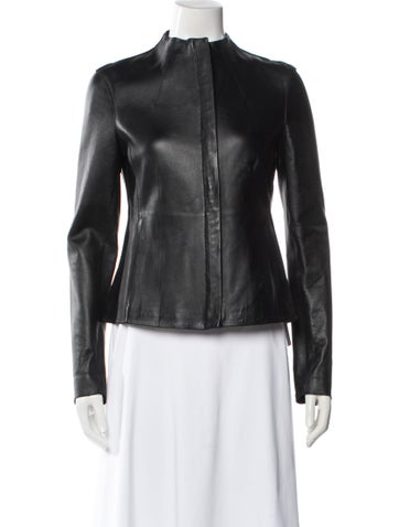 Pre-owned Theory Leather Biker Jacket In Blue