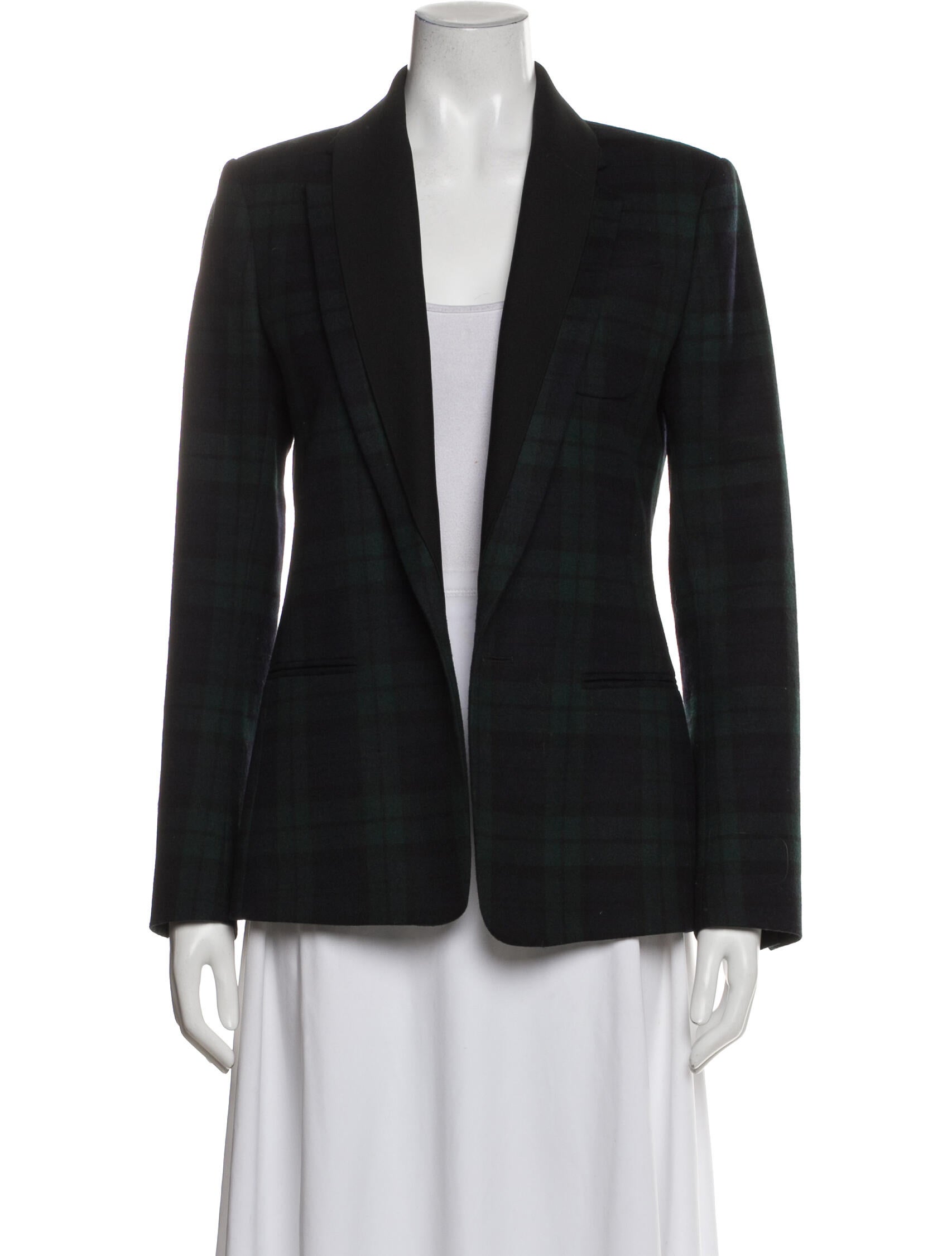 Theory Wool Plaid Print Blazer