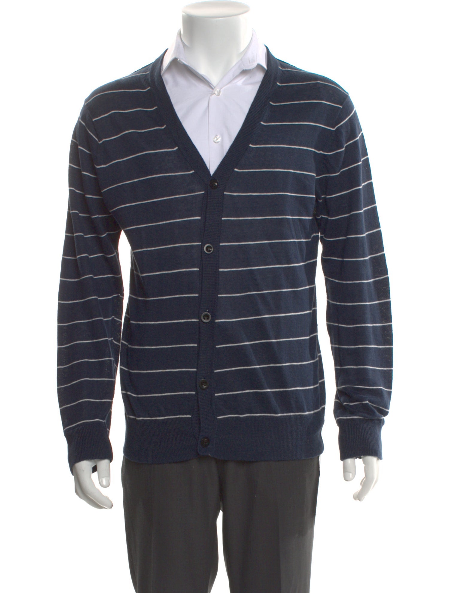Theory Linen Striped Cardigan