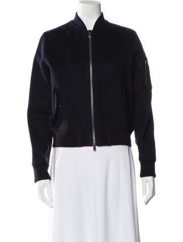 Pre-owned Theory Wool Bomber Jacket In Blue