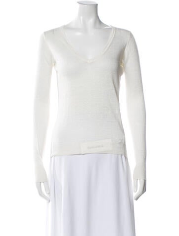 Pre-owned Theory Linen V-neck Sweater In Blue