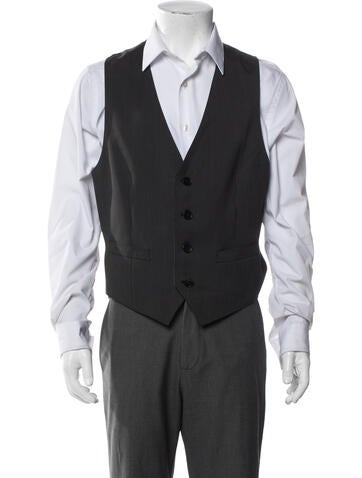 Pre-owned Theory Striped Suit Vest In Grey