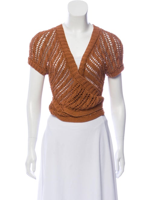 Theory Short Sleeve Knit Cardigan Brown
