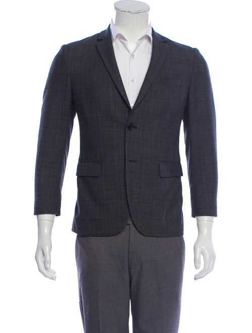Theory Plaid Wool Blazer grey