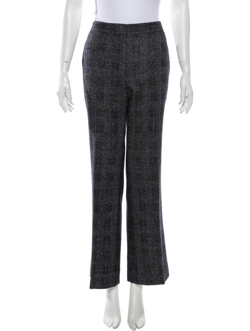Theory Plaid Print Wide Leg Pants Black