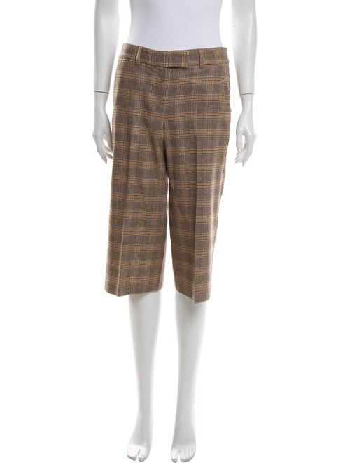 Theory Plaid Low-Rise Pants Brown