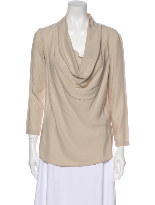 Theory Silk Cowl Neck Blouse White