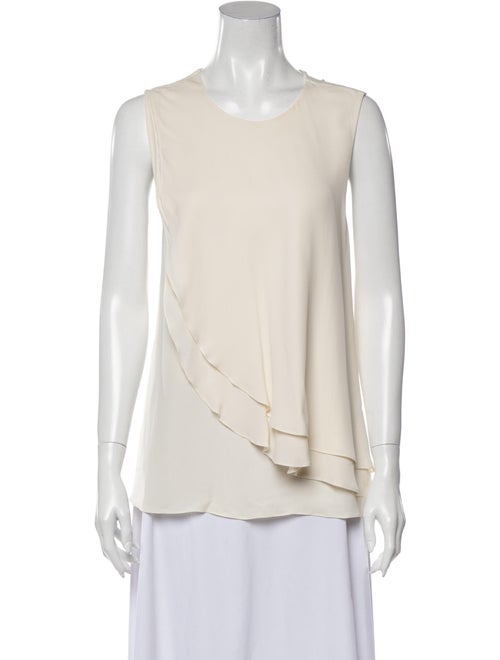 Theory Silk Scoop Neck Blouse White