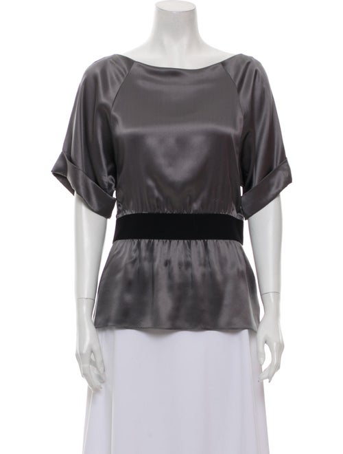 Theory Silk Scoop Neck Blouse Grey