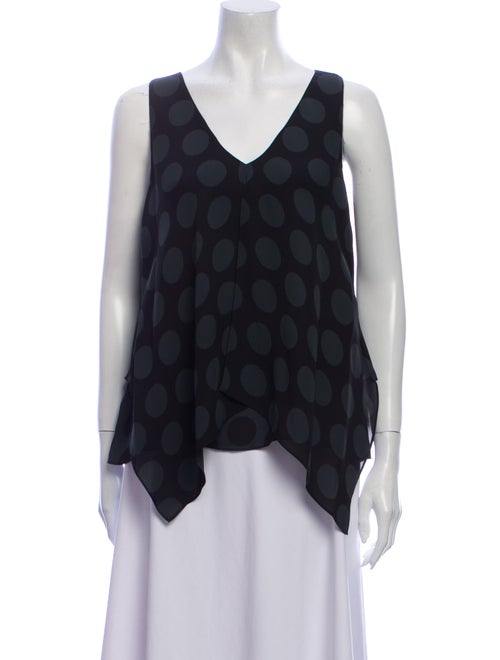 Theory Silk Polka Dot Print Blouse Green
