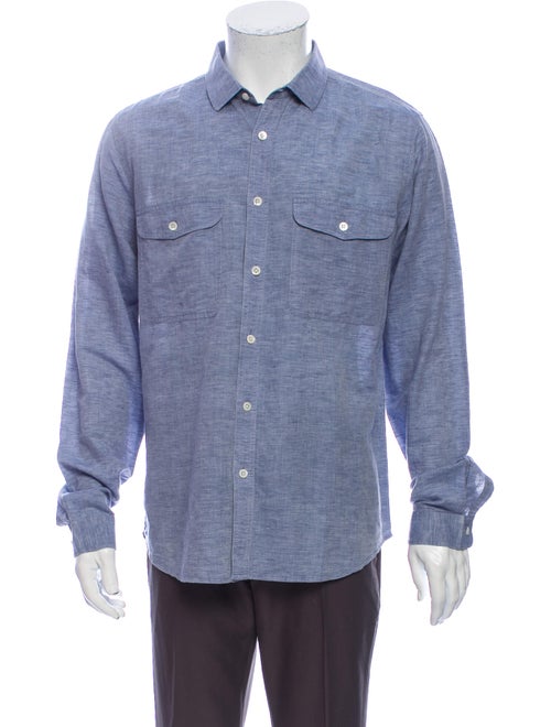 Theory Linen Long Sleeve Shirt Blue