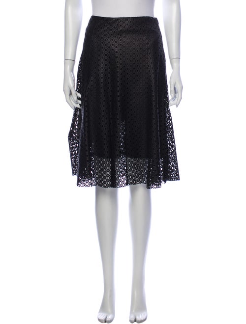 Theory Lamb Leather Knee-Length Skirt Black