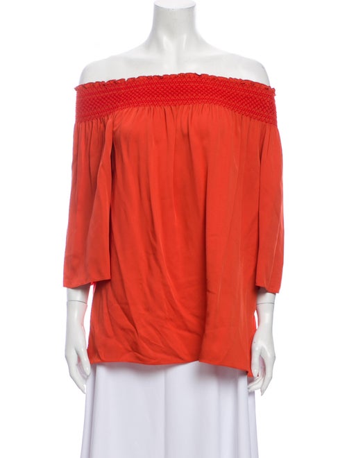 Theory Silk Off-The-Shoulder Blouse Orange