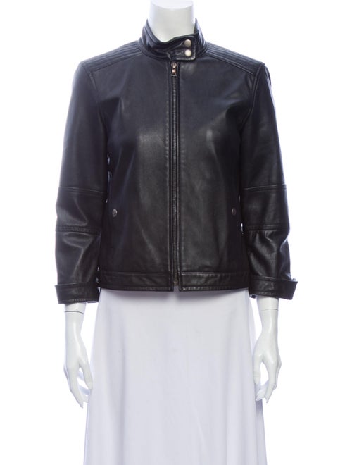 Theory Leather Biker Jacket Black