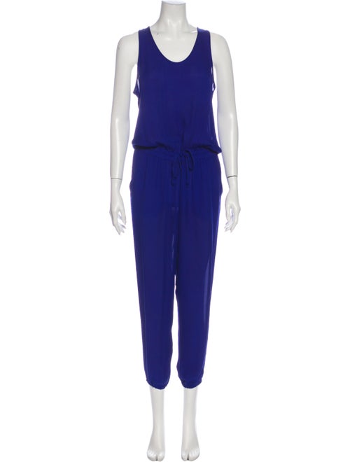 Theory Silk Scoop Neck Jumpsuit Blue
