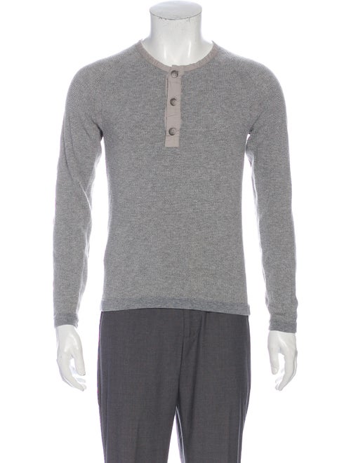 Theory Crew Neck Long Sleeve Henley Grey