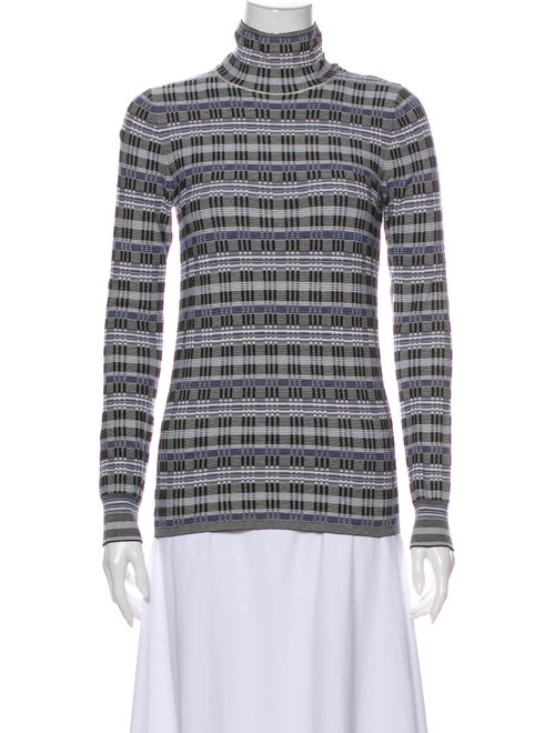 Theory Striped Turtleneck Sweater Black